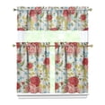 thumbnail image 1 of Kitchen Window Curtains over Sink Pioneer 36 Inch 3 Pieces Set Small Window Cafe Curtains for Home Decor Rod Pocket Tier Drapes, 1 of 6