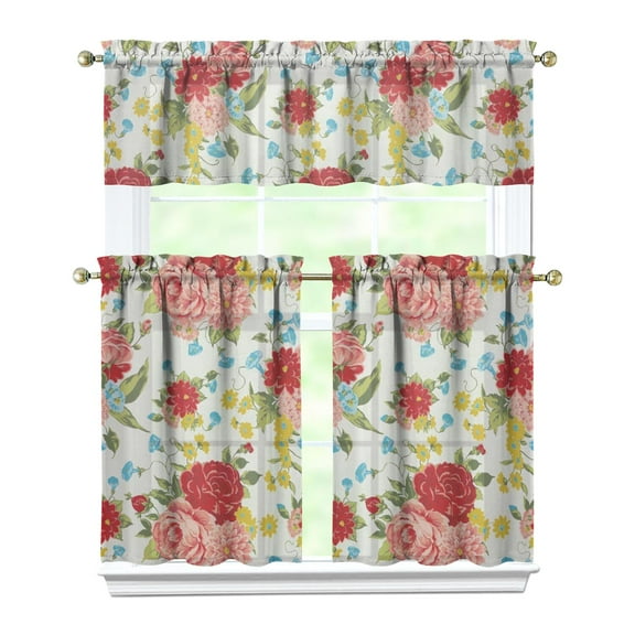 Kitchen Window Curtains over Sink Pioneer 36 Inch 3 Pieces Set Small Window Cafe Curtains for Home Decor Rod Pocket Tier Drapes