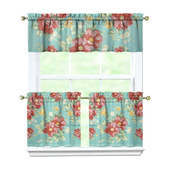 Kitchen Window Curtains over Sink Pioneer Pink Peel 24 Inch 3 Pieces Set Small Window Cafe Curtains for Home Decor Rod Pocket Tier Drapes