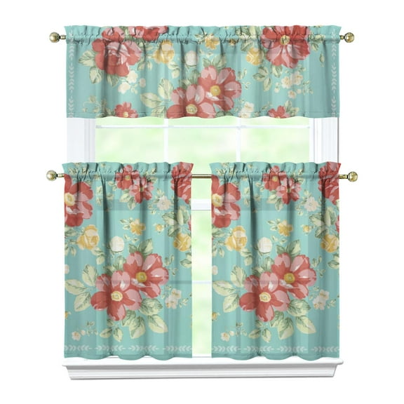 Kitchen Window Curtains over Sink Pioneer Pink Peel 36 Inch 3 Pieces Set Small Window Cafe Curtains for Home Decor Rod Pocket Tier Drapes
