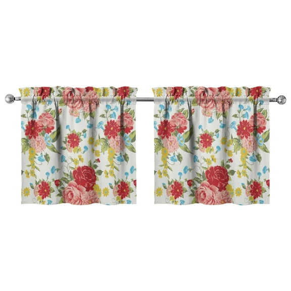 Kitchen Window Curtains over Sink Pioneer Small Window Treatment White Cafe Short Curtains for Bathroom Tier Drapes 27.5x24inch