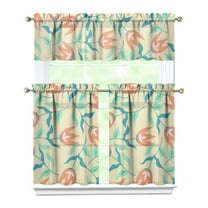 Kitchen Window Curtains over Sink Red Tulip 36 Inch 3 Pieces Set Small Window Cafe Curtains for Home Decor Rod Pocket Tier Drapes
