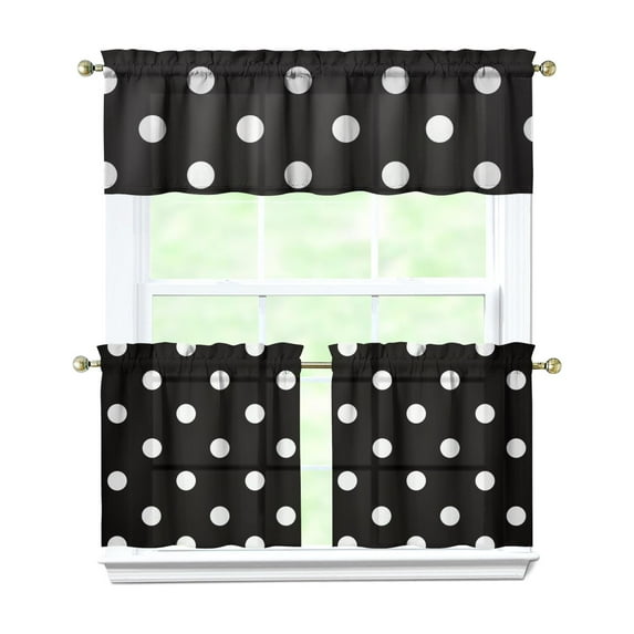 Kitchen Window Curtains with Rod Pocket Over Sink Small Window Treatment Cafe Short Curtains for Bathroom Tier Drapes,3 Piece Set,24 Inch