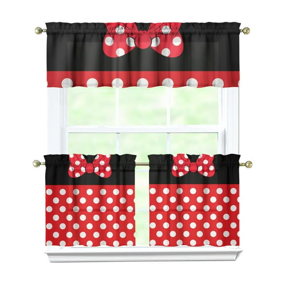 Kitchen Window Curtains with Rod Pocket Over Sink Small Window Treatment Cafe Short Curtains for Bathroom Tier Drapes,3 Piece Set,24 Inch