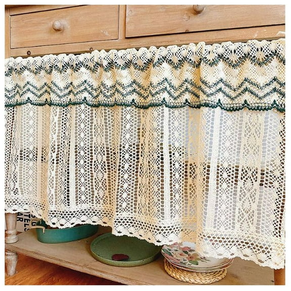 Kitchen Window Short Curtains Net Curtains, Lace Tier Curtain, Half Window Bistro Curtain,Macrame Valance Curtains for Farmhouse Decor