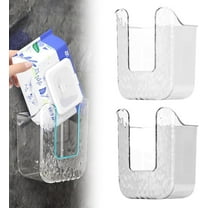 Kitchen Wipes Storage Box, 2024 New No Punching Wall-Mounted Tissue Holder for Bathroom, Refillable Wipes Container Box, Toilet Wipes Container for Bathroom, Clear Tissue Wipes Dispenser (Grey White)