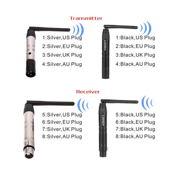 Kitchen Wireless Lixada 2.4G ISM DMX512 Wireless Male XLR LED Lighting for Stage PAR Party Light with Antenna