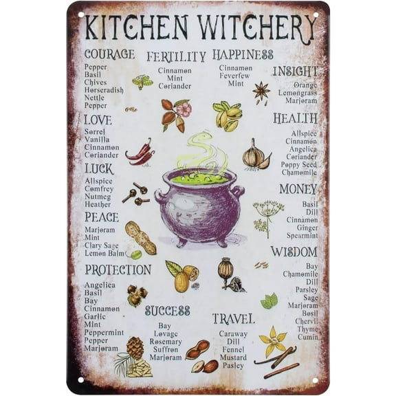 Kitchen Witchery Metal Decor Rustic Antique Decorations Witches Magic Knowledge Kitchen For Home HappinessTin Signs
