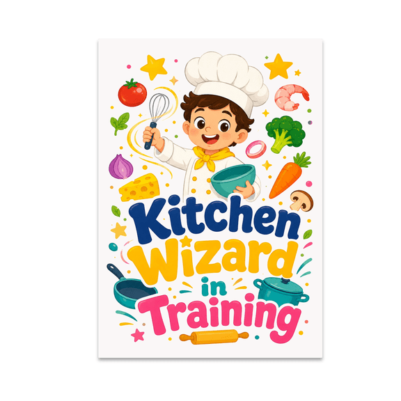 Kitchen Wizard in Training Poster - Child Chef Decor - 13x19 Poster Print