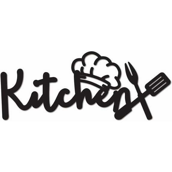 Kitchen Wood Sign Wall Decor Rustic Letter Cutout Words Sign Art Black Laser Cut Unfinished Hanging Decorative for Home Kitchen Dining Room Farmhouse Decoration 11.81 x 4.72 Inch