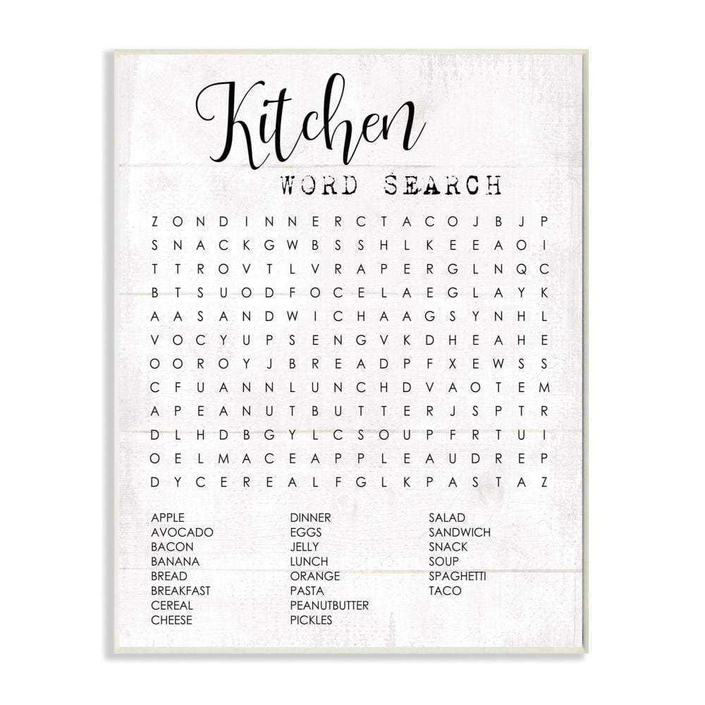 Kitchen Word Search Family Word Design Oversized Wall Plaque Art by Daphne Polselli