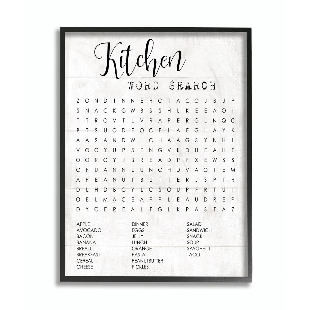 Kitchen Word Search Family Word Design XXL Framed Giclee Texturized Art by Daphne Polselli