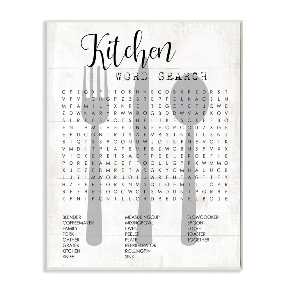 Kitchen Word Search Fun Family Word Design Oversized Wall Plaque Art by Daphne Polselli
