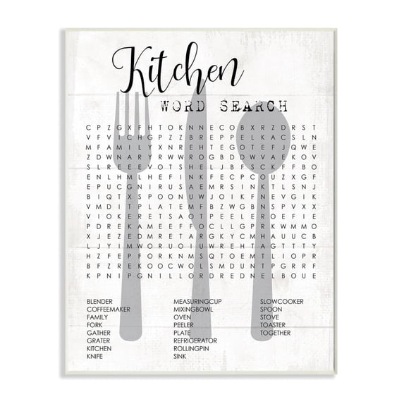 Kitchen Word Search Fun Family Word Design Oversized Wall Plaque Art by Daphne Polselli