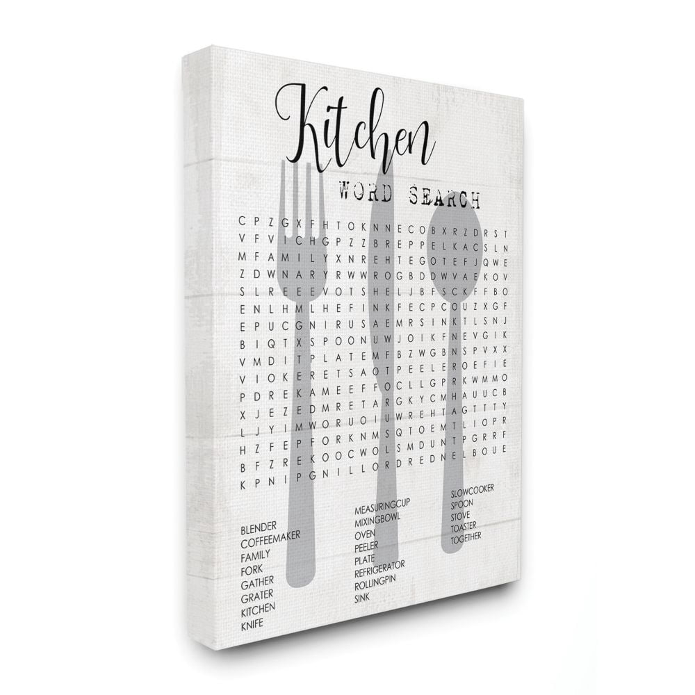 Kitchen Word Search Fun Family Word Design XXL Stretched Canvas Wall Art by Daphne Polselli