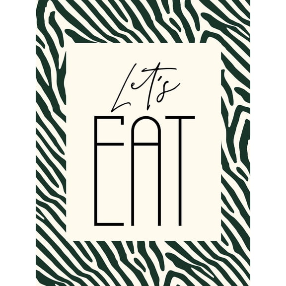 Kitchen Zebra Lets Eat Typography Extra Large XL Wall Art Poster Print