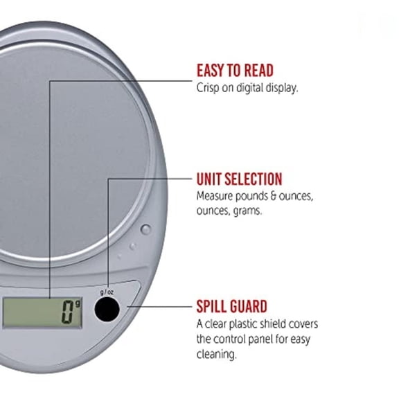 Kitchen and Bathroom Bundle - P115C Digital Kitchen Scale, Chrome, 11 Pound Capacity,