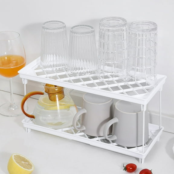 Kitchen and Bedroom Storage Rack, White Glass Shelf Place Cups, Tissue, Seasoning and Other Items