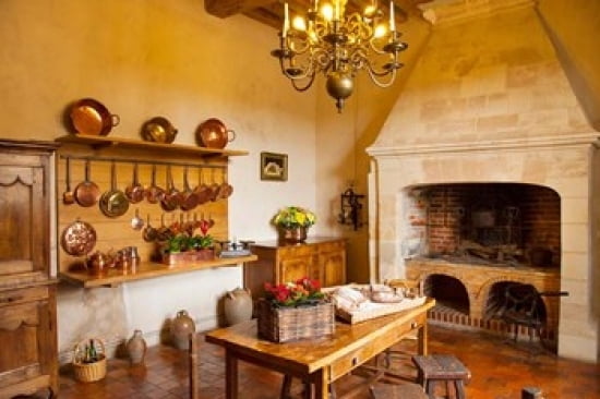 Kitchen at Chateau Villandry near Tours France Canvas Art - Brian Jannsen DanitaDelimont (36 x 24)