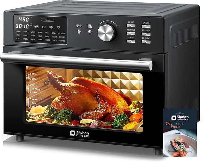 Walmart Deals of Kitchen in the box 32QT Air Fryer Toaster Oven, 18-in-1 Convection Oven, Rotisserie, Dehydrator, 1800W