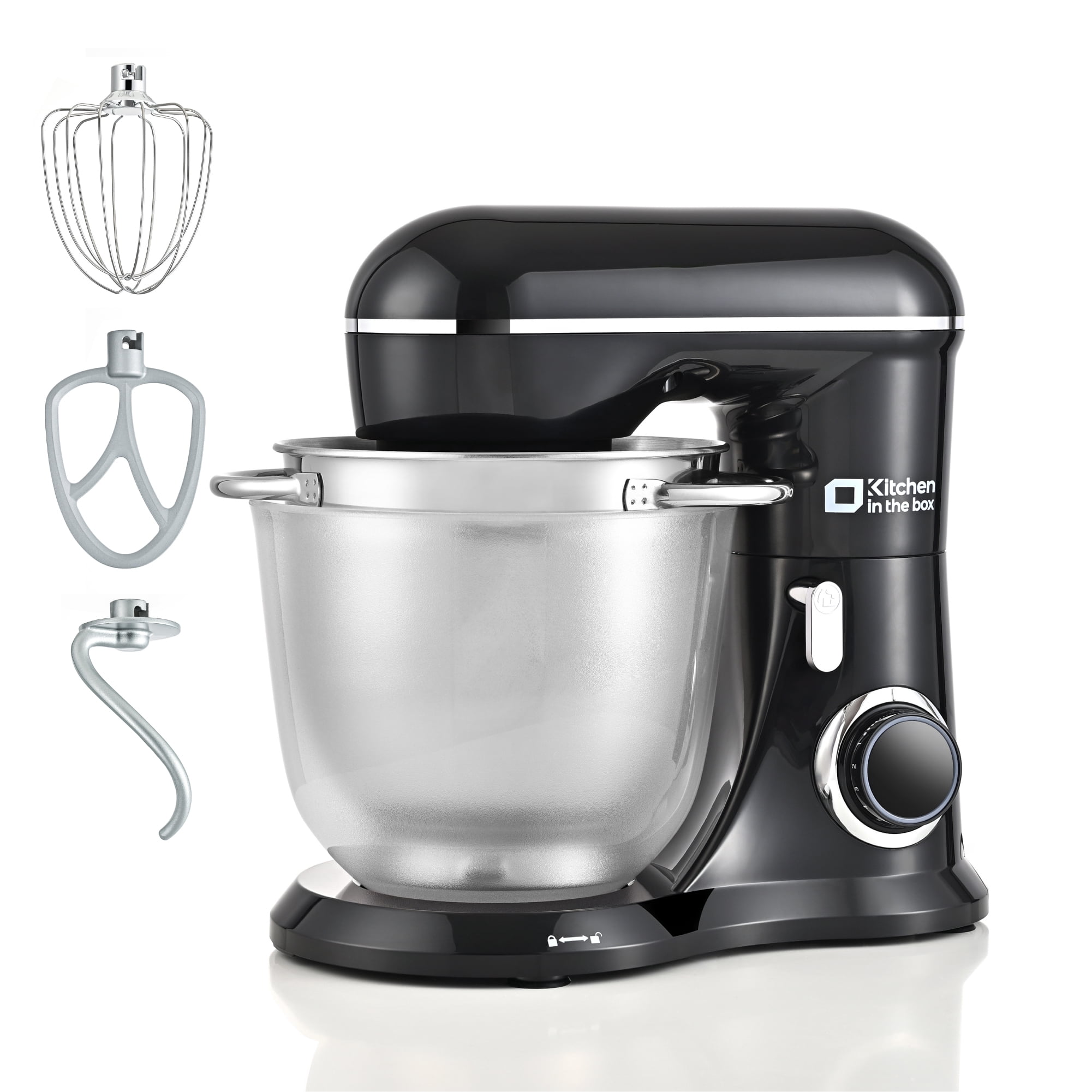 Kitchen in the box 10 Speeds Stand Mixer with 4.5QT+5QT Two Bowls, 450W Electric Food Mixer with Tilt-Head - Black