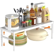 Kitchen cabinet organizer shelf,Spice Racks,Counter Shelf for Cabinets | Expandable adjustable stackable Heavy Duty Metal Pantry Storage Shelves Racks for kitchen,Small Cupboard Organizers