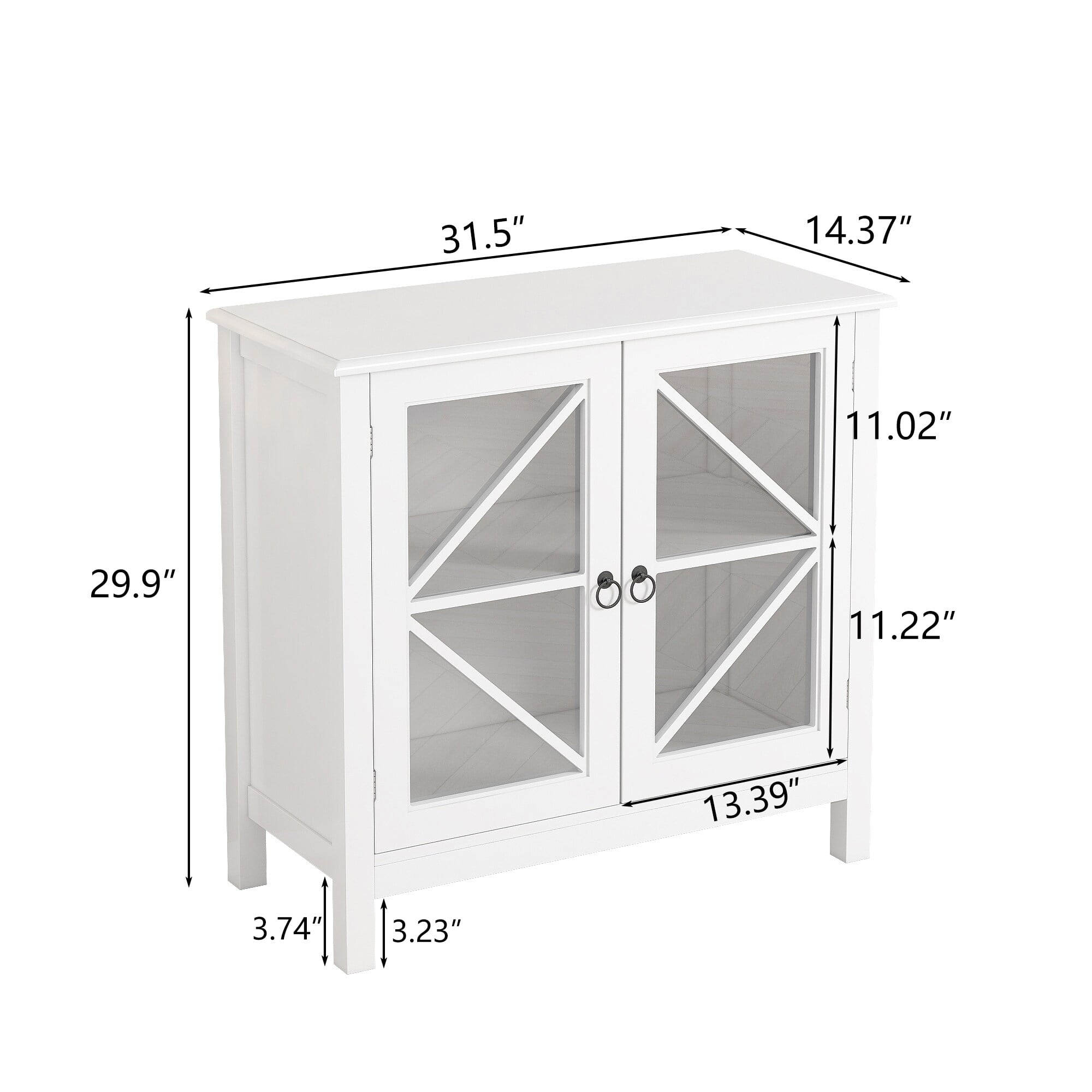 Kitchen cabinet with double glass doors White - Walmart.com