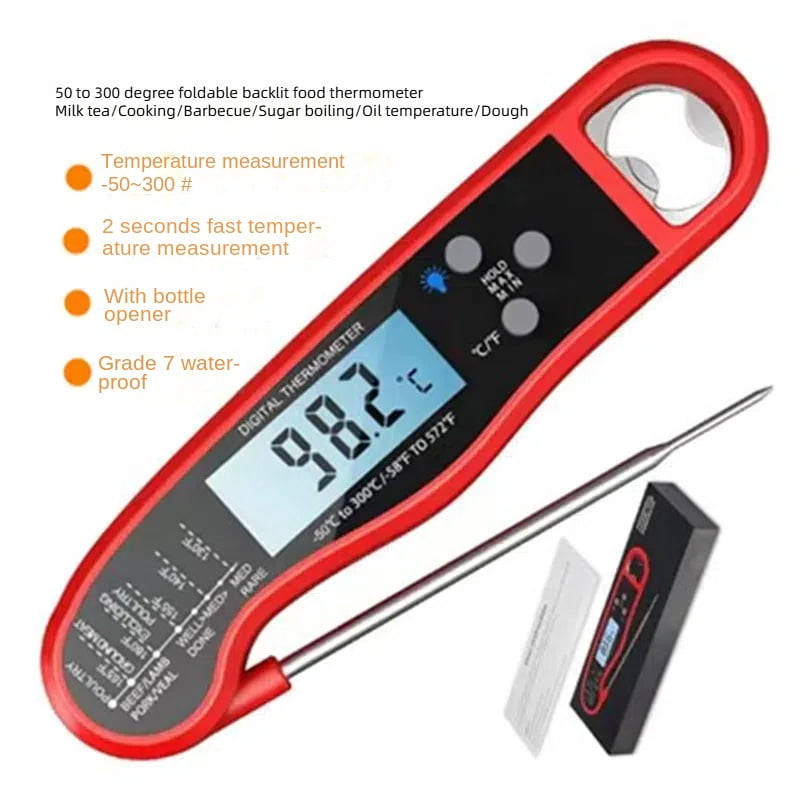 Kitchen foldable barbecue thermometer food food bottle waterproof water thermometer baking milk tea shop with backlight,50℃~300℃