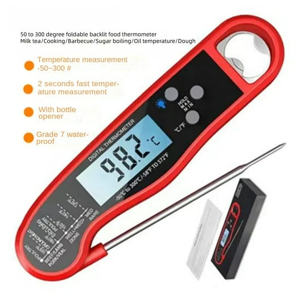 Kitchen foldable barbecue thermometer food food bottle waterproof water thermometer baking milk tea shop with backlight,50℃~300℃