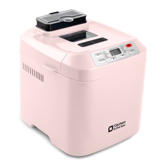 Kitchen in the Box 2lb Bread Maker with Auto Fruit Nut Dispenser, 12-in-1 Gluten-Free Bread Machine with Nonstick Pan,Pink