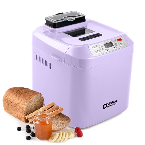 Kitchen in the Box 2lb Bread Maker with Auto Fruit Nut Dispenser, 12-in-1 Gluten-Free Bread Machine, 13H Delay Timer, Nonstick Pan, Keep Warm, Purple