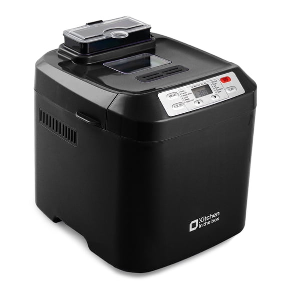 Kitchen in the Box 2lb Bread Maker with Auto Fruit Nut Dispenser, 12-in-1 Gluten-Free Bread Machine, 13H Delay Timer, Nonstick Pan, Keep Warm, Black