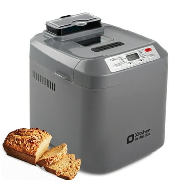 Kitchen in the box 2lb Bread Machine with Auto Fruit Nut Dispenser, 12 Presets Bread Maker Gluten-Free Setting, 13 Hour Delay Timer, Gray