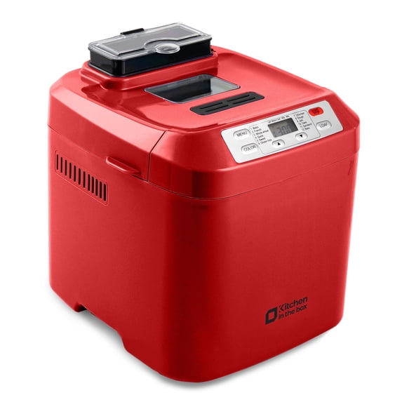 Kitchen in the Box 2lb Bread Maker with Auto Fruit Nut Dispenser, 12-in-1 Gluten-Free Bread Machine, 13H Delay Timer, Nonstick Pan, Keep Warm, Red