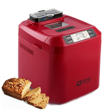 Kitchen in the box 2lb Bread Machine with Auto Fruit Nut Dispenser, 12 Presets Bread Maker Gluten-Free Setting, 13 Hour Delay Timer, Red