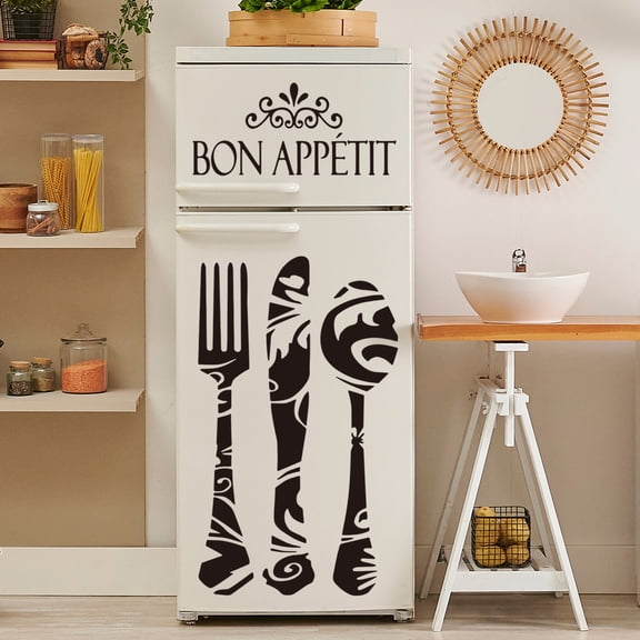 Kitchen knife and fork, English refrigerator sticker, decorative wall sticker, restaurant kitchen, simple and creative wall sticker