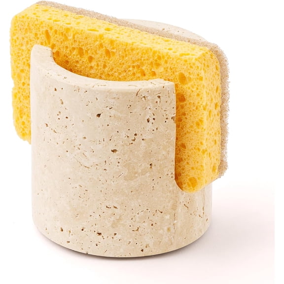 Kitchen limestone sponge holder, natural stone drying rack, bathroom, kitchen, sink brush holder - quick-absorbing dishwashing sponge holder, sturdy and stylish sink accessories beige (084)