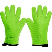 Kitchen Perfection Silicone Griddle Gloves, Green, Small, Waterproof Heat Resistant