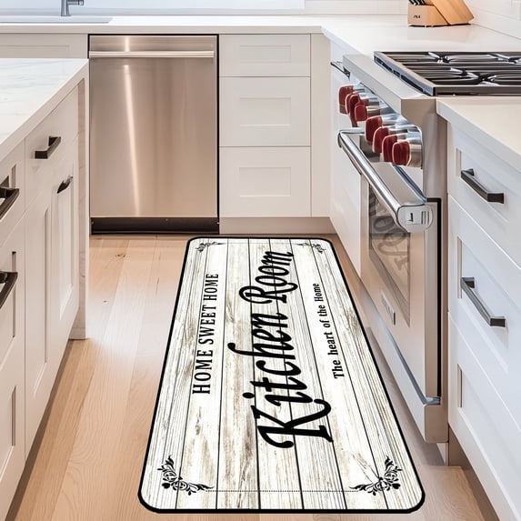 Kitchen rug White Anti-Fatigue Kitchen Floor Mat – Non-Slip, Cushioned Comfort, Waterproof, Stylish Design, Perfect for Kitchen, Laundry Room, and Entryway 20x59 inch