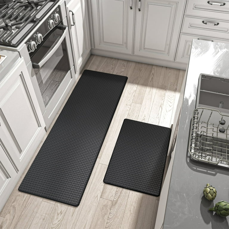 Color&Geometry Kitchen Rugs Non Slip, Kitchen Rug Set of 2 for Floor  Cushioned Anti Fatigue, Foam Padded Kitchen Mat Set for Standing Comfort,  Black