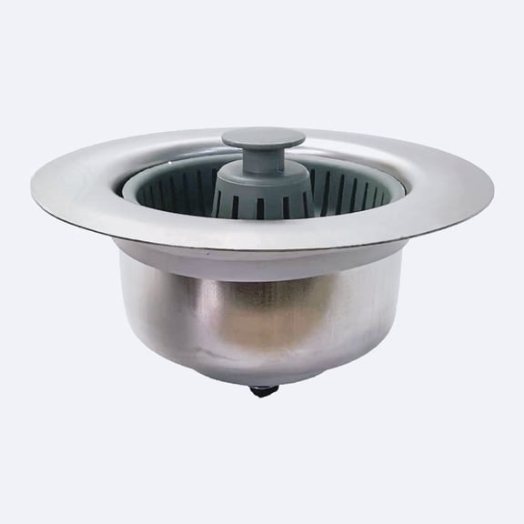 3 in 1 Kitchen Sink Drain Strainer & Sink Stopper, Upgraded Stainless Steel Drain Plug Combo With Anti-Clog Basket，Drain Protector,  Suitable For Us Standard 3-3.38Inch Drain Hole