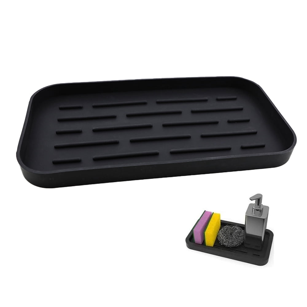 Kitchen sink sponge rack, silicone sink sponge tray, soap dispenser ...