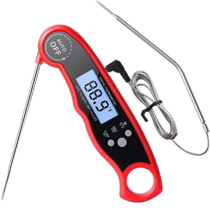 Kitchen touch digital grilled steak cooking fork food thermometer grilled meat folding kitchen oil thermometer milk water thermometer,red