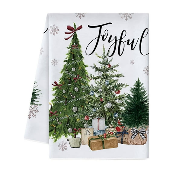 Kitchen towels, Microfiber Dish towels, Christmas Tree Print Hanging Hand towel for Bathroom and Kitchen, Decorative and Absorbent, 45x66cm