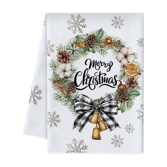 Kitchen towels, Microfiber Dish towels, Christmas Tree Print Hanging Hand towel for Bathroom and Kitchen, Decorative and Absorbent, 45x66cm