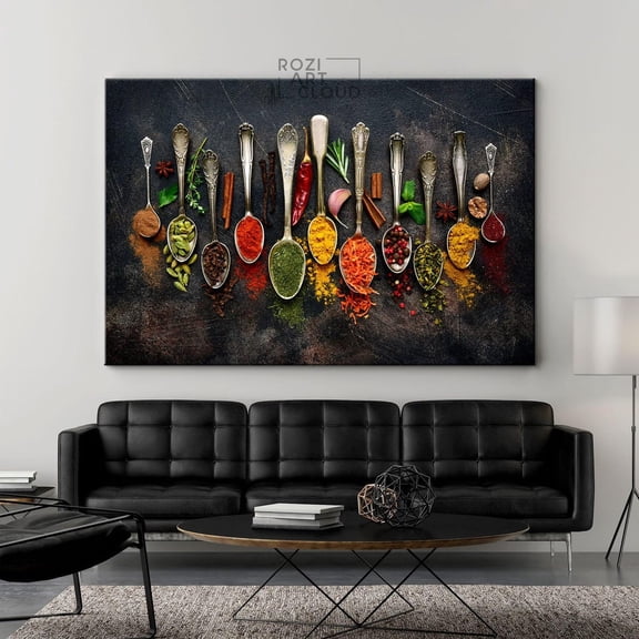 Kitchen wall decor art, colorful spices wall art, food art print, herbs wall decor, kitchen art mom Unframed Paper Print