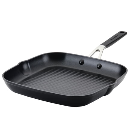 KitchenAid 11.25 inch Hard Anodized Square Grill Pan, Onyx Black