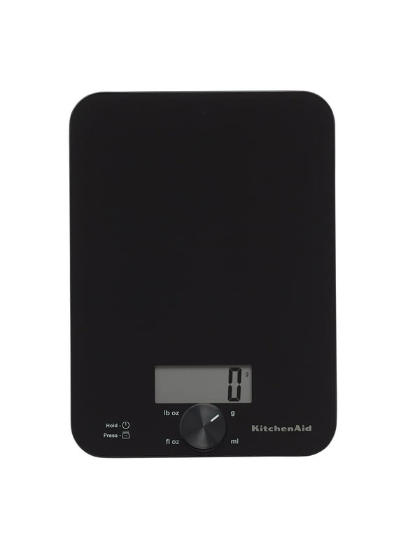 KitchenAid 11lb Digital Glass Top Kitchen and Food Scale Measures Liquid and Dry Ingredients Black