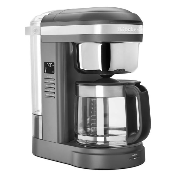 KitchenAid 12 Cup Drip Coffee Maker with Spiral Showerhead and Programmable Warming Plate, Charcoal Grey, KCM1209