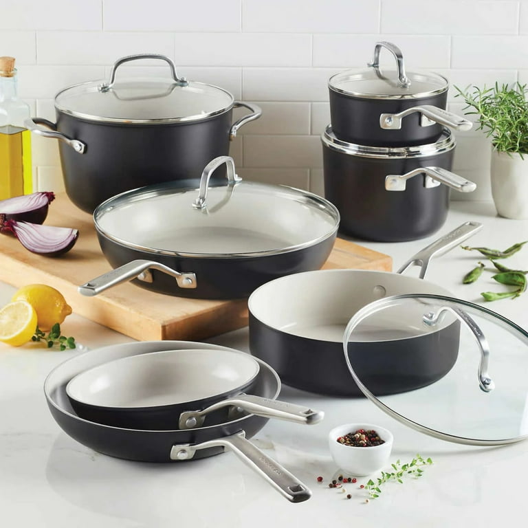Ceramic Nonstick Cookware Set 12-Piece Cast Iron Pots & Pans Cook Kitchen  Home